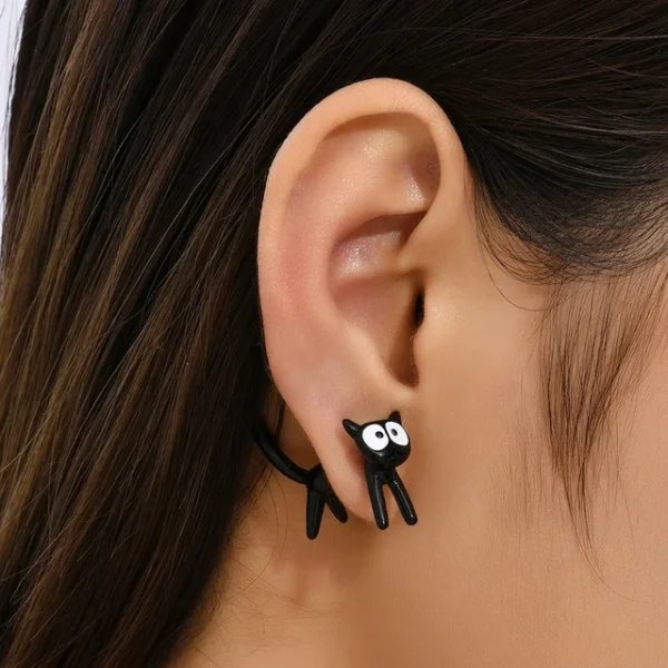 Black Cat Plug Earrings