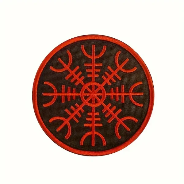 Patch Vegvísir, negru cu roșu