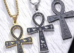 Colier metalic cu pandantiv Ankh